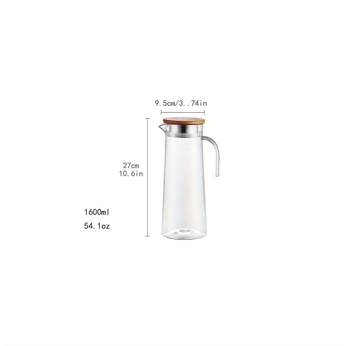 Saftkanna med lock, 1600ml/2000ml, i plast, för Bubble Tea och andra somriga drycker. Trälock / 1600ml/54.1oz