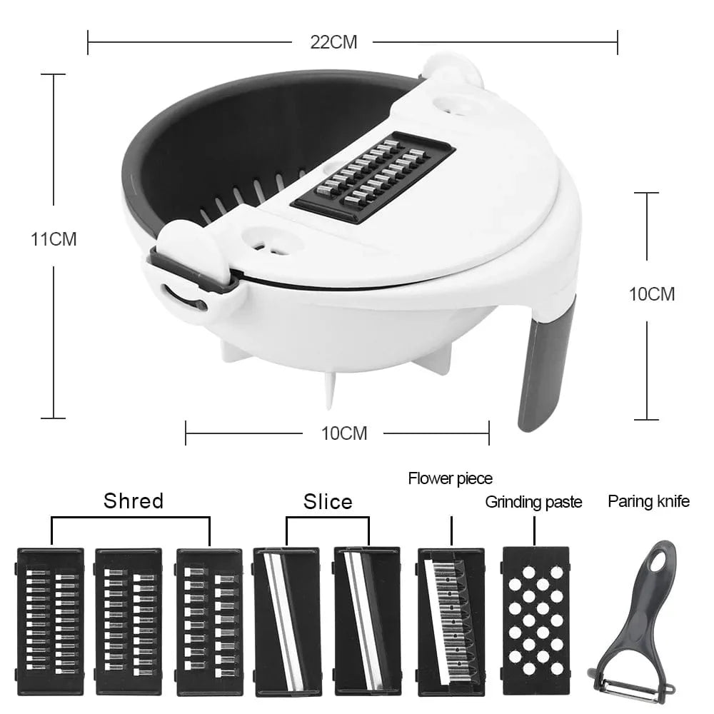 Multifunctionell Rotationsslicer för Grönsaker 9 i 1