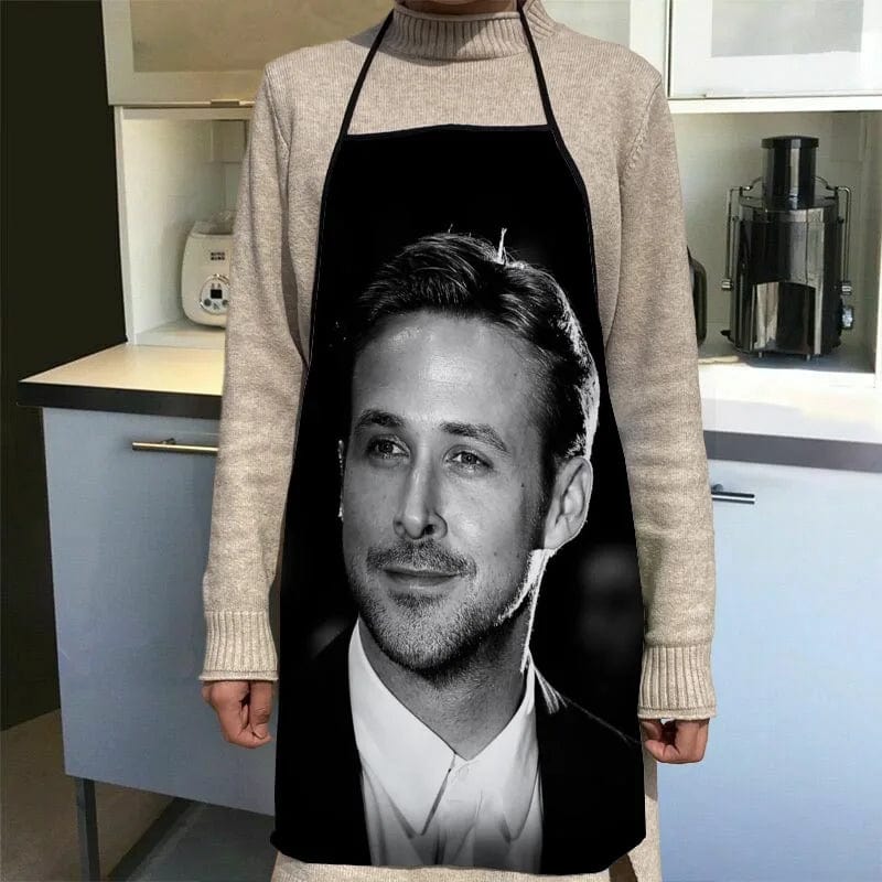 Skräddarsydd Ryan Gosling köksförkläde middagsparty matlagning förkläde vuxen bakning tillbehör vattentåligt tyg tryckta städverktyg 15 / 68x95cm