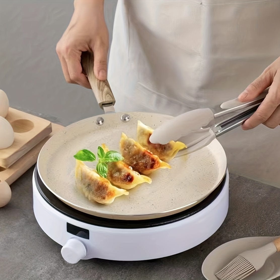 Set med Beige Silikon Kökstillbehör med Trähandtag - Paket med 12, Säkra Köksredskap, Non-Stick, Tvättbara - Kökstillbehör, Köksgadgets