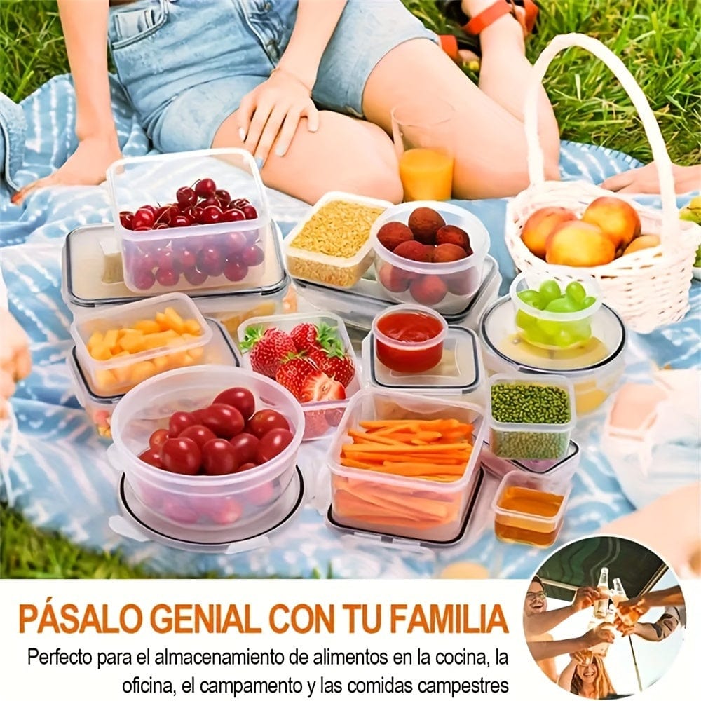 Set med 24 Förvaringslådor för Kök - Tätslutande, Microvågssäker, Etiketter & Penna Inkluderat lunchbox 24pcs-set