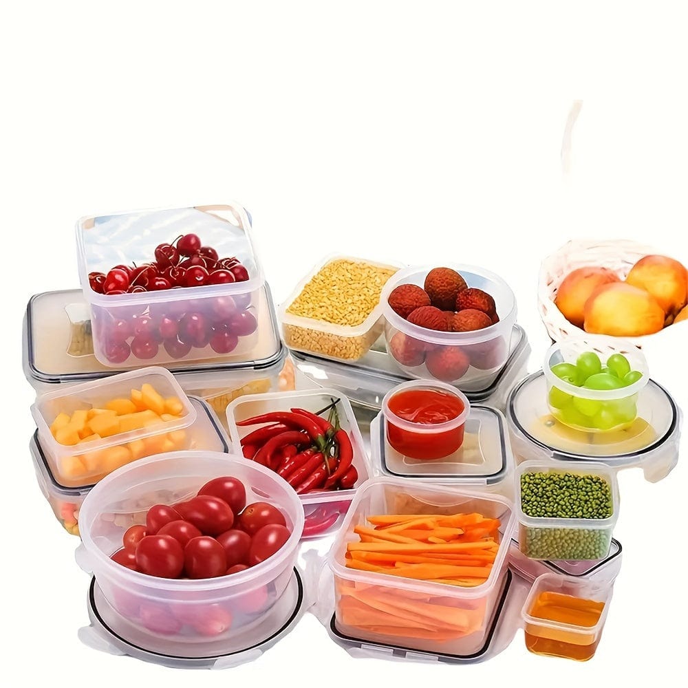 Set med 24 Förvaringslådor för Kök - Tätslutande, Microvågssäker, Etiketter & Penna Inkluderat lunchbox 24pcs-set