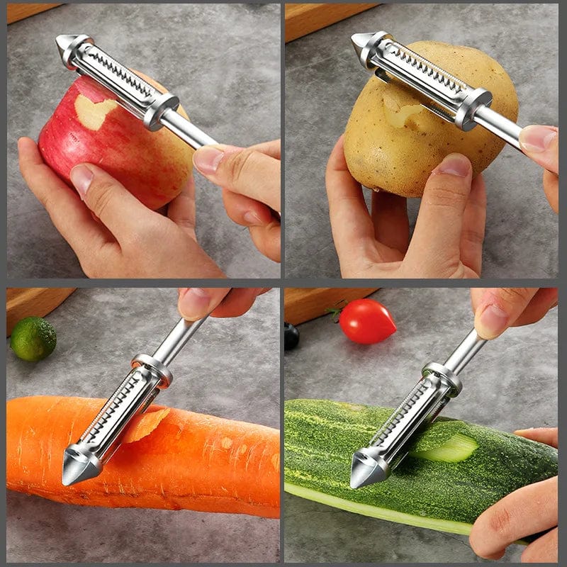 Multifunktionell Frukt- och Grönsaksskalare i Rostfritt Stål Zinklegering Ergonomisk