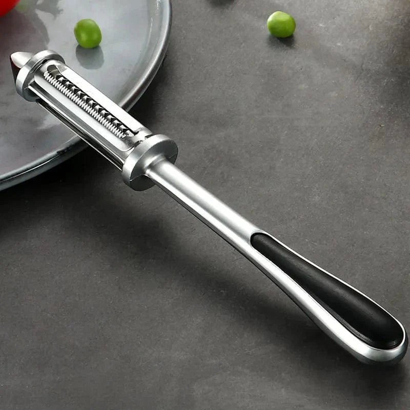 Multifunktionell Frukt- och Grönsaksskalare i Rostfritt Stål, Zinklegering, Ergonomisk, Silver