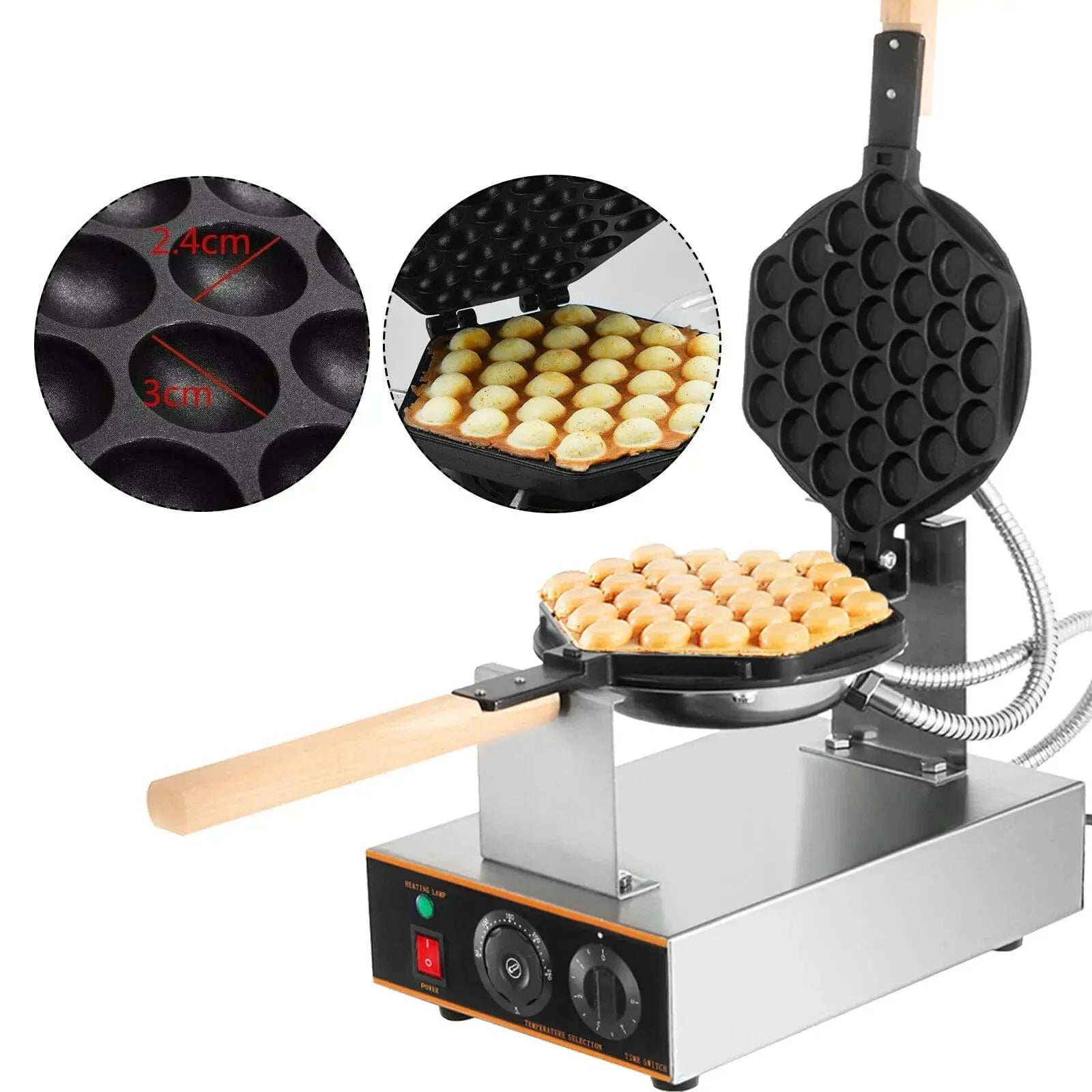 VEVOR Ägg Bubblor Elektrisk Vaffelmaskin Nonstick Vaffeltillverkningsmaskin Hemapplikation Vaffeltillverkare Bakning Snacks Vaffeljärn USA