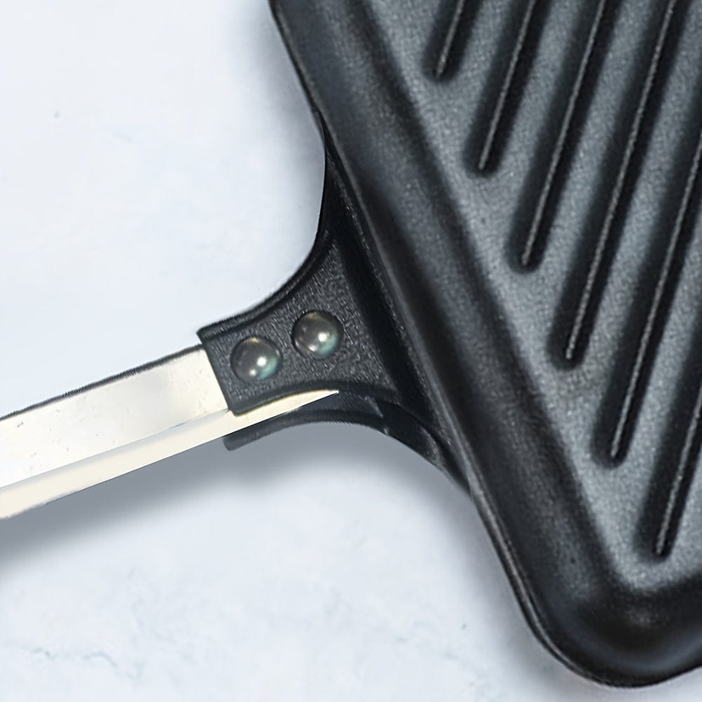 Grill för smörgåsar avtagbar för gas/induktion, non-stick plattor, svart