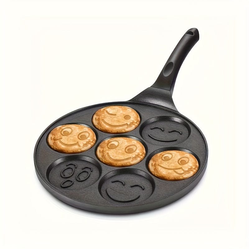 Grill för Mini Pancakes, Stekpanna med 7 Former Eid Al-Adha Mubarak 7-Håls Svart Panna