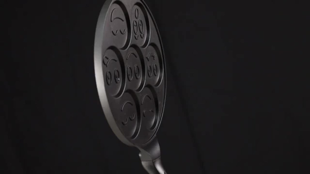 Grill för Mini Pancakes, Stekpanna med 7 Former Eid Al-Adha Mubarak 7-Håls Svart Panna