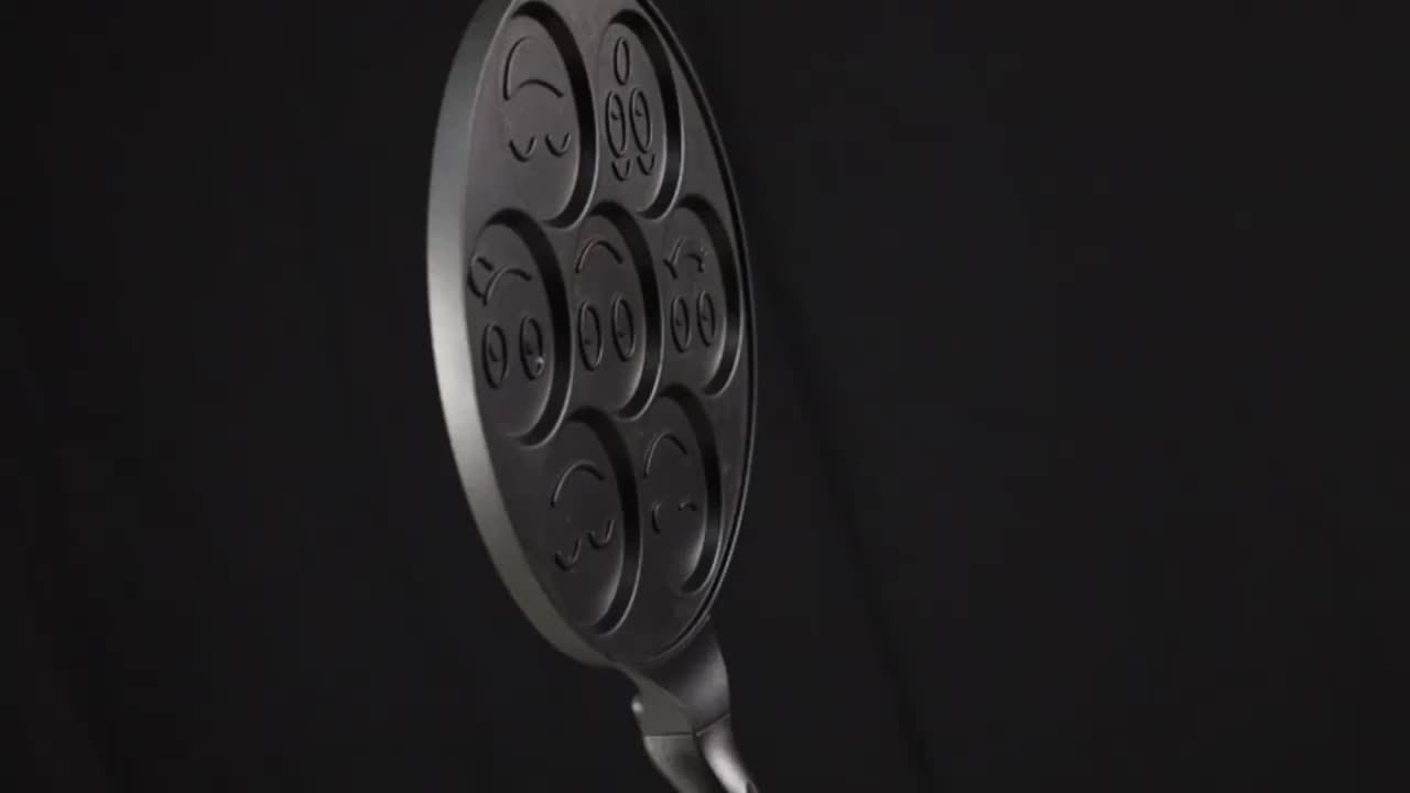 Grill för Mini Pancakes, Stekpanna med 7 Former Eid Al-Adha Mubarak 7-Håls Svart Panna