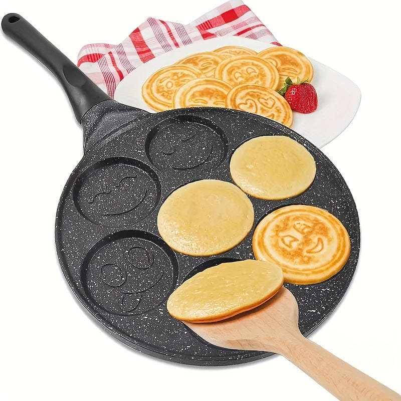 Grill för Mini Pancakes, Stekpanna med 7 Former Eid Al-Adha Mubarak 7-Håls Svart Panna
