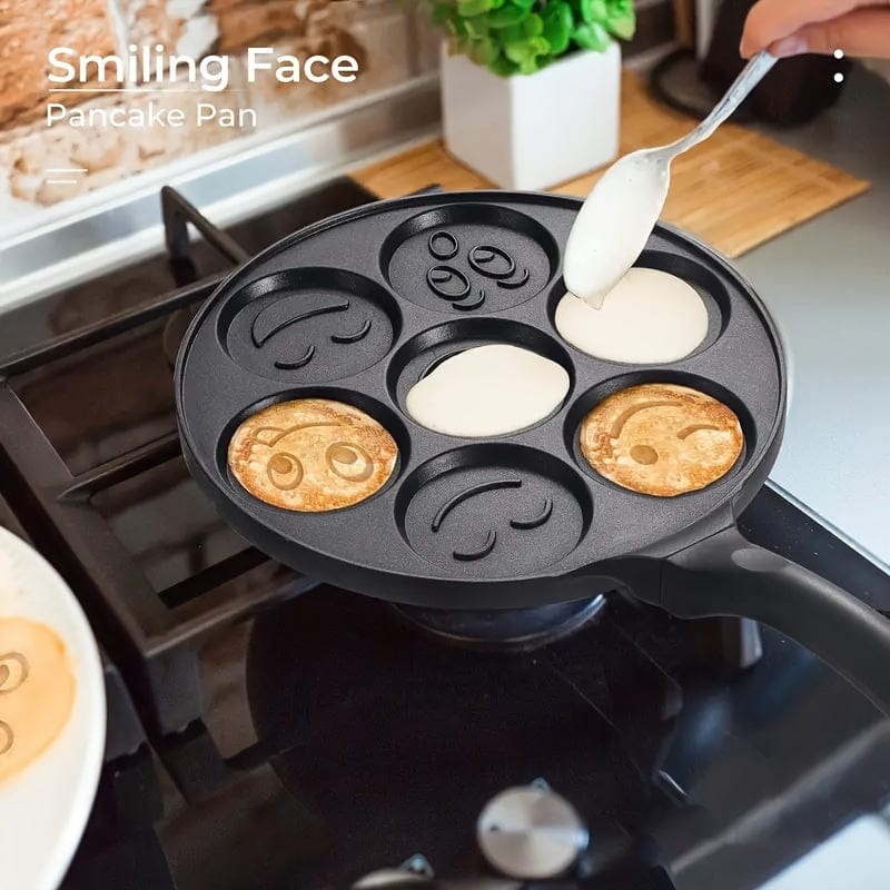 Grill för Mini Pancakes, Stekpanna med 7 Former Eid Al-Adha Mubarak 7-Håls Svart Panna