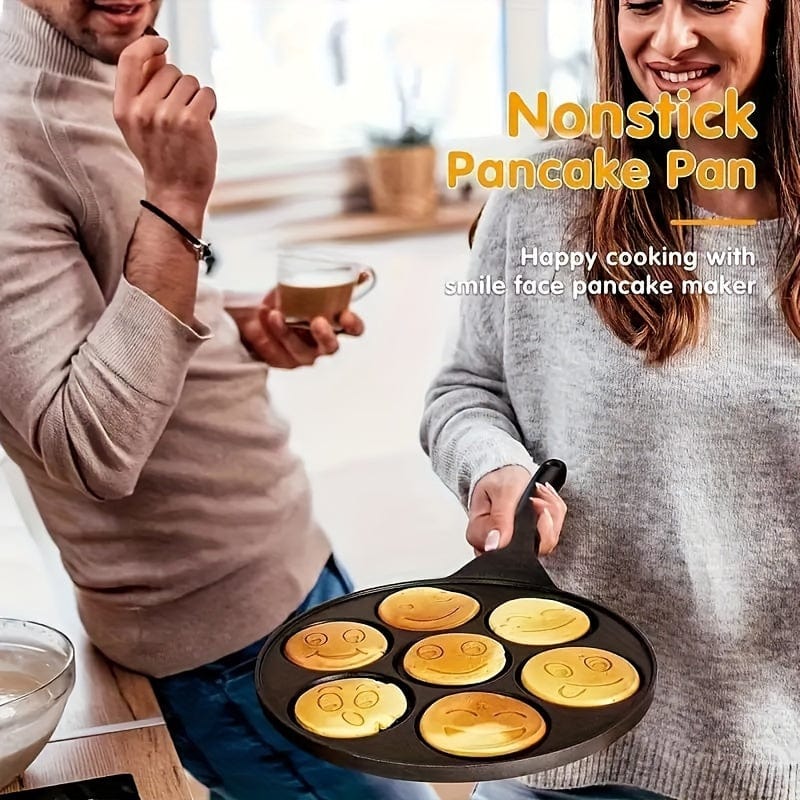 Grill för Mini Pancakes, Stekpanna med 7 Former Eid Al-Adha Mubarak 7-Håls Svart Panna