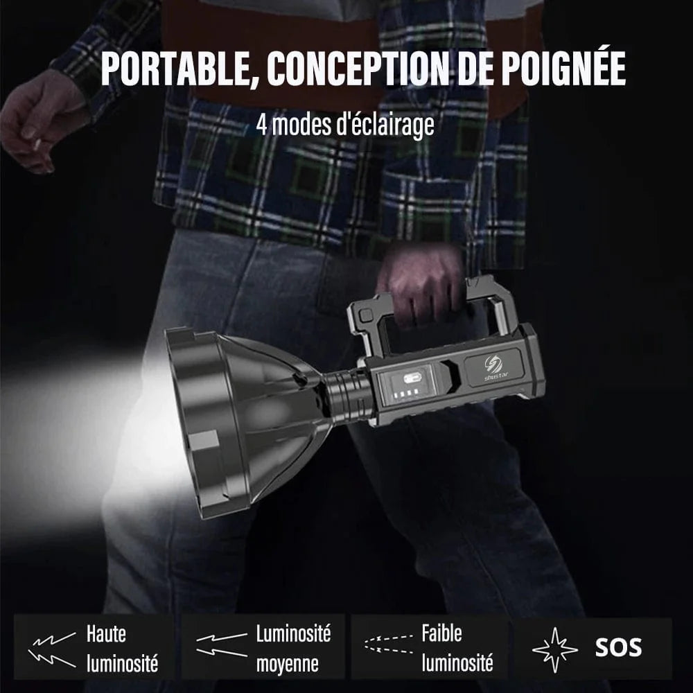 Kraftfull Stor Ficklampa med handtag / USB