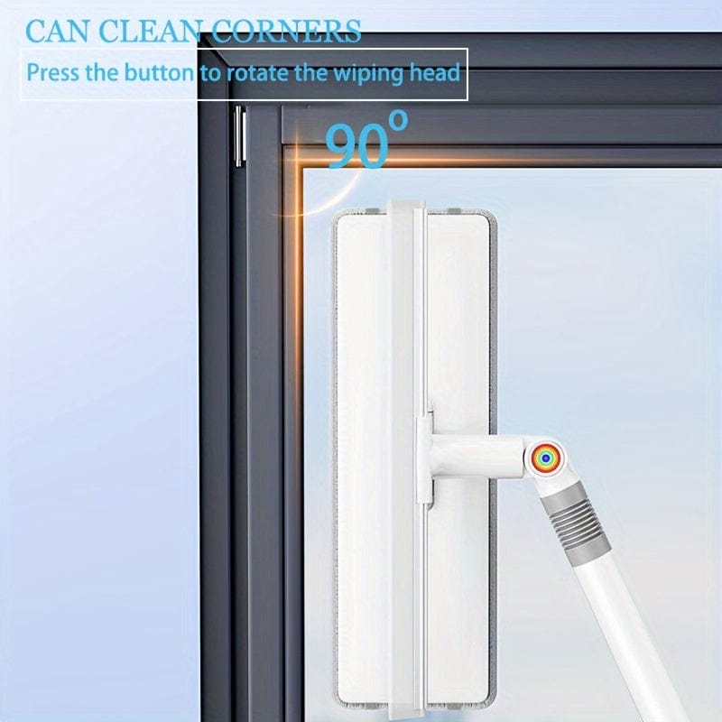 Teleskopisk 2-i-1 Fönsterputsare, Rotationsmopp och Skrapa, Fönsterskrapa, Bil Vindruteskrapa 1 st