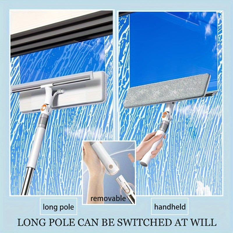 Teleskopisk 2-i-1 Fönsterputsare, Rotationsmopp och Skrapa, Fönsterskrapa, Bil Vindruteskrapa 1 st