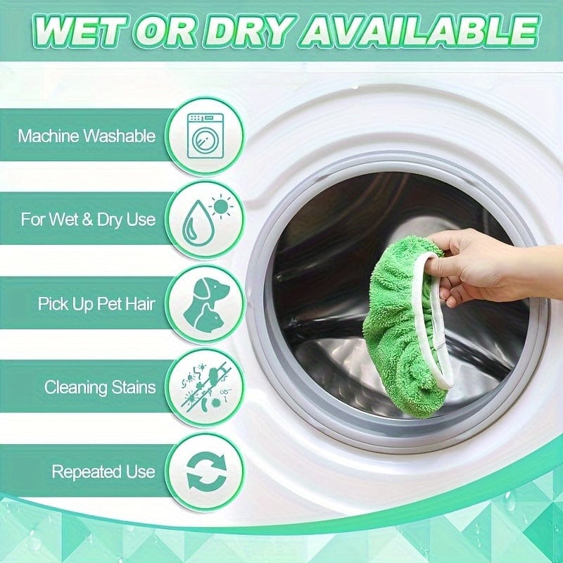 Sats 4 tvättbara moppar för platt mopp - Hög absorption, användning våt och torr, lätt att underhålla