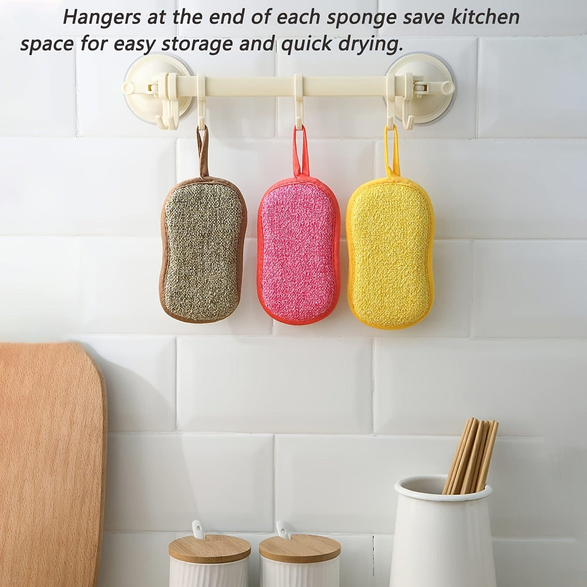 Sats med 10 Färgglada Mikrofiber Svampar för Kök, Lätta att Rengöra Tallrikar, Kastruller och Stekpannor