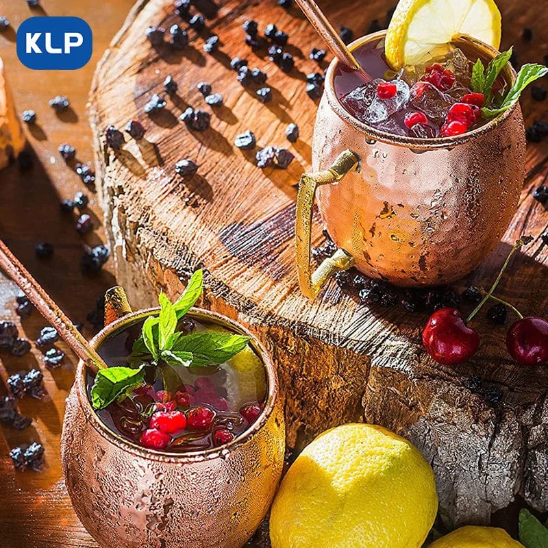 Set med 2 Moscow Mule-muggar i rostfritt stål med roséguldplätering - Barpresent (16.9 oz)