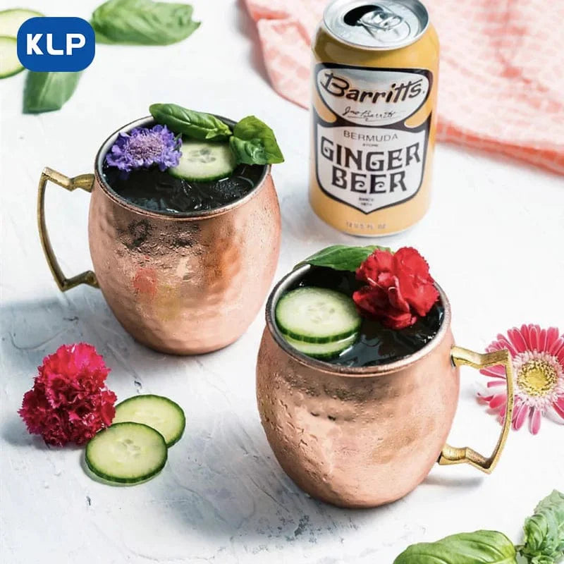 Set med 2 Moscow Mule-muggar i rostfritt stål med roséguldplätering - Barpresent (16.9 oz)