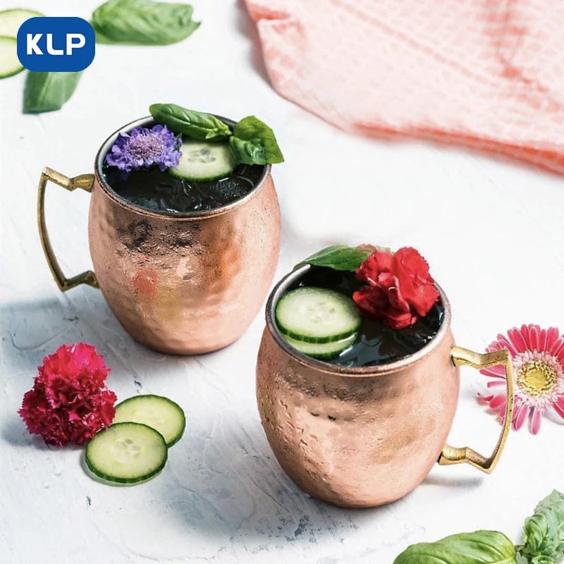 Set med 2 Moscow Mule-muggar i rostfritt stål med roséguldplätering - Barpresent (16.9 oz)