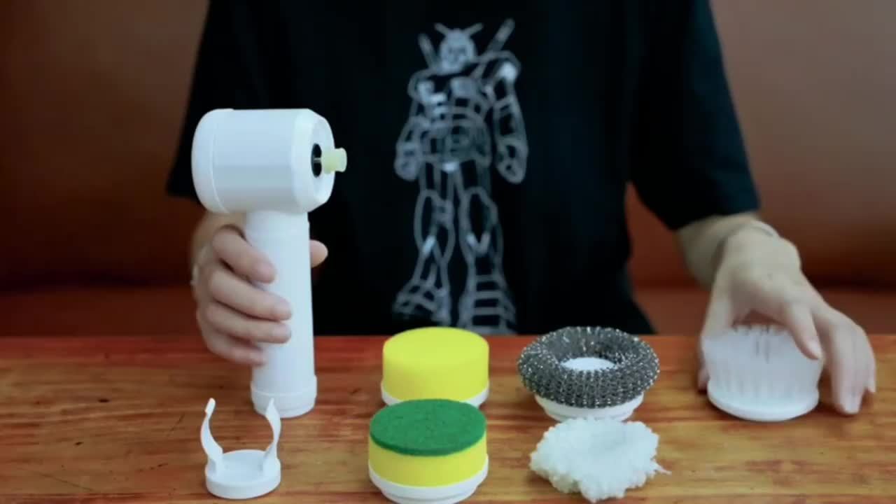 Set med 5 trådlösa, uppladdningsbara elektriska roterande borstar för badrum, kök, golv, vit