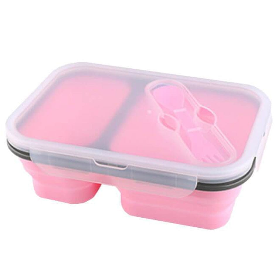 LunchBox Fällbar Kompakt Dubbelavdelning Rosa