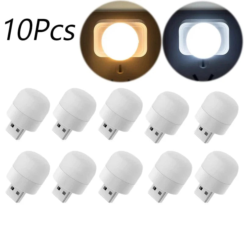 Mini USB-lampa för läsning med varmt ljus, uppladdningsbar, 1-10 st, 10 st blandat