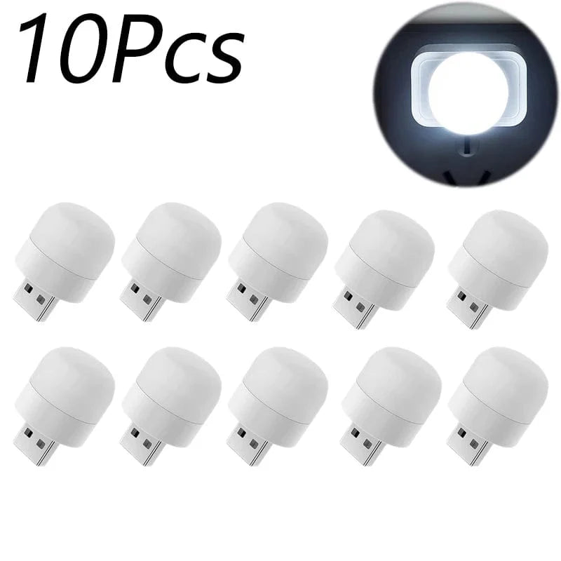 Mini USB-läsarlampa varm vit uppladdningsbar 1-10 st 10 st vit