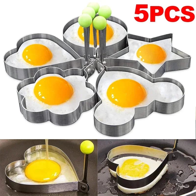 Ny stekpanna i rostfritt stål för hjärtformade ägg och pannkakor, frukostbakning, omelettringar, köksverktyg och tillbehör.