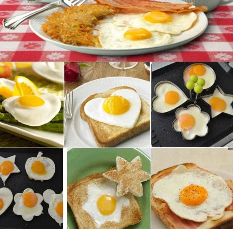 Ny stekpanna i rostfritt stål för hjärtformade ägg, pannkakor, frukostbakning, omeletterings, köksredskap och tillbehör.
