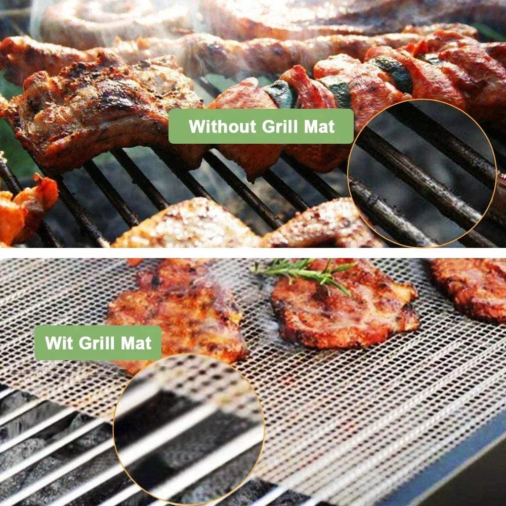 Non-stick grillmatta återanvändbar värmebeständig BBQ-bakningsnätpad köksmat BBQ-matta foder tillbehör utomhus BBQ-verktyg