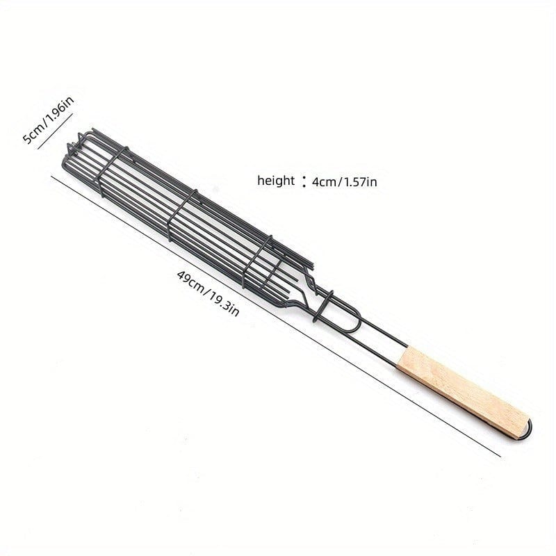 Kebabgrillkorg i rostfritt stål med non-stick - För Hot Dogs, Korvar - Bärbar och praktisk BBQ