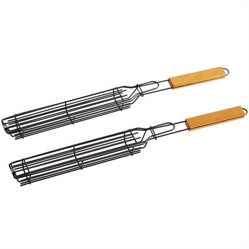 Kebabgrillkorg i rostfritt stål med non-stick - För Hot Dogs, Korvar - Bärbar och praktisk BBQ