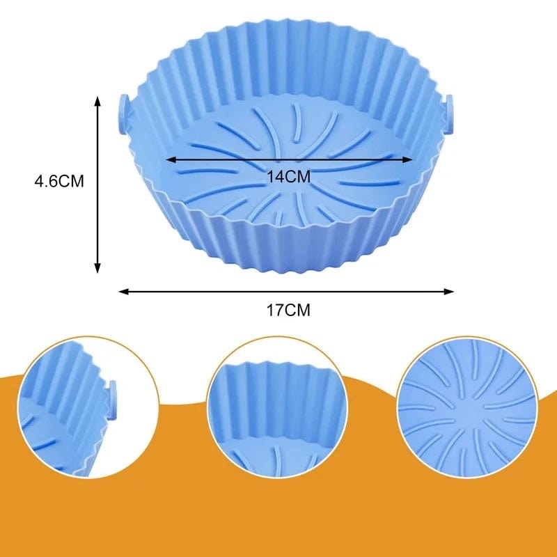 Silicone-kokskorg för air fryer (14x17x4,6 cm) Blå