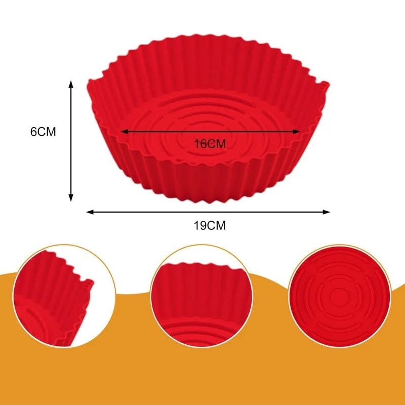Silicone Cooking Basket för Luftfritös (16x19x6 cm) Röd