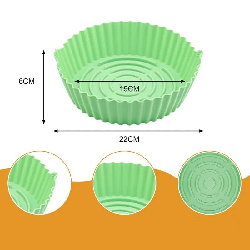 Siliconkokar för luftfritös (19x22x6 cm) Grön