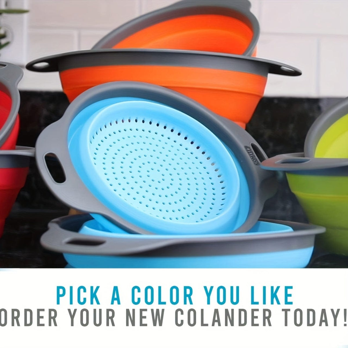 Fällbar Silikonavsköljningskorg för Camping och Kök - 2 delar