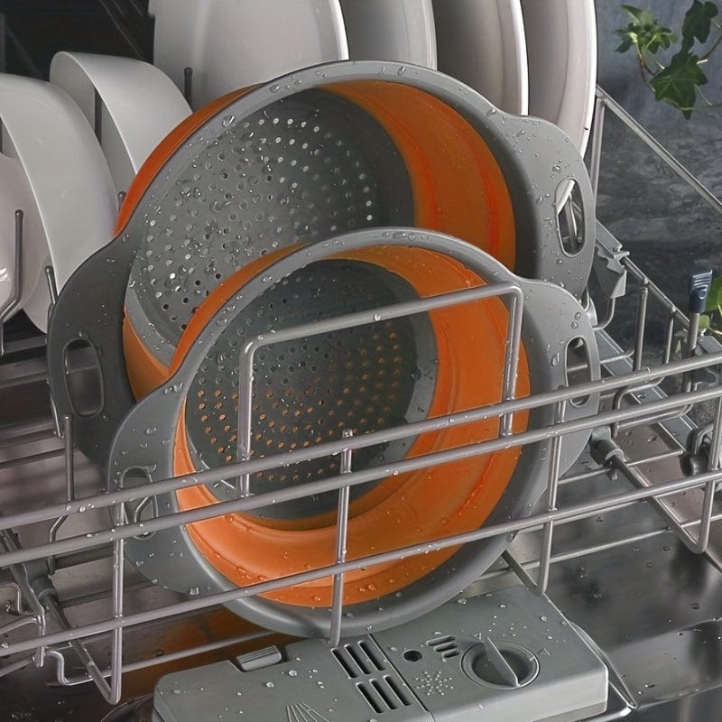 Fällbar Silikonavsköljningskorg för Camping och Kök - 2 delar