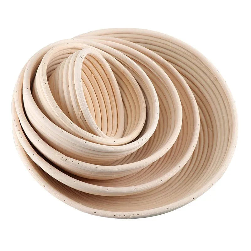 Rundformad jäsningskorg i rotting för hantverksbröd - Kit med 2 - Certifierad CE / CIQ / EEC / LFGB / SGS