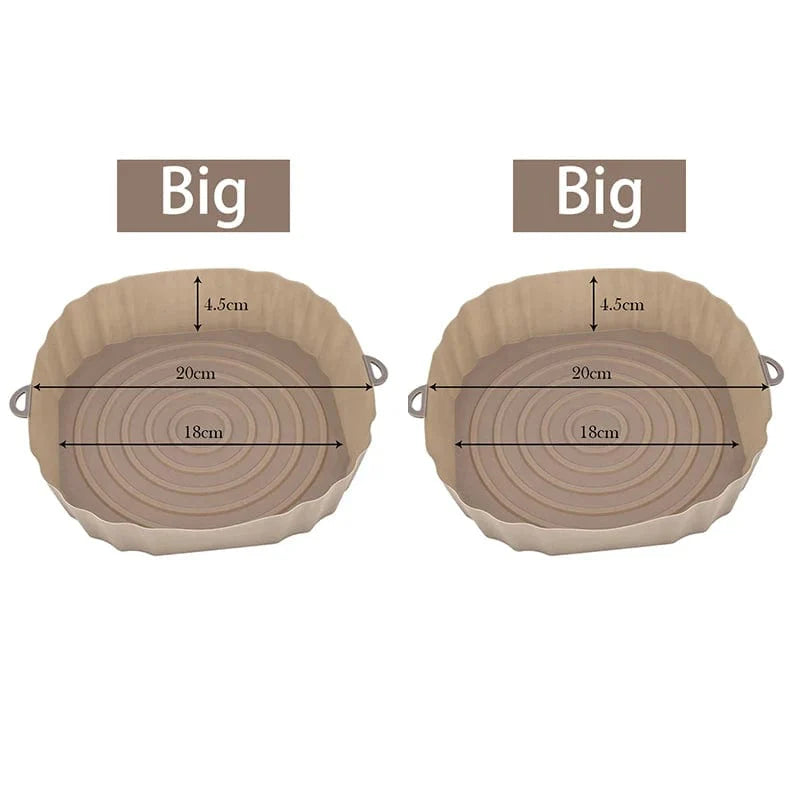 Återanvändbar silikonkorg för luftfriterare - Set med 3 - Ekologisk Brun-Storlek-2PCS