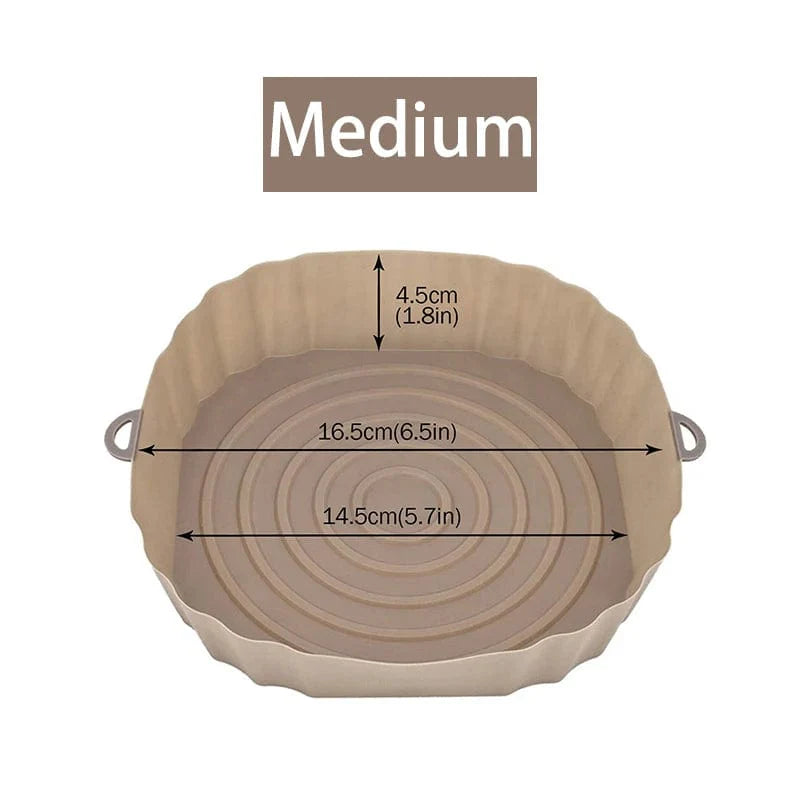 Återanvändbar silikonkorg för luftfritös - Set om 3 - Miljövänlig Brun-Medium-1PCS