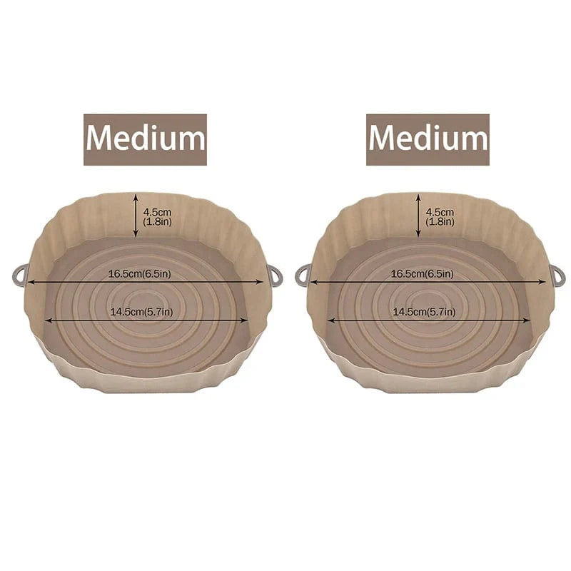 Återanvändbar silikonkorg för luftfritös - Paket med 3 - Miljövänlig Brun-Medium-2PCS