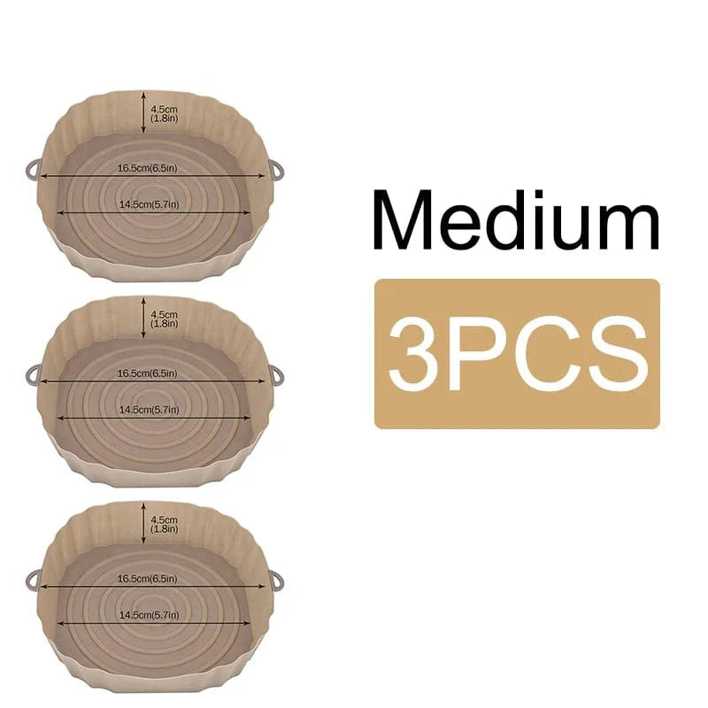 Återanvändbar silikon korg för en luftfritös - Set om 3 - Miljövänlig Brun-Medium-3PCS