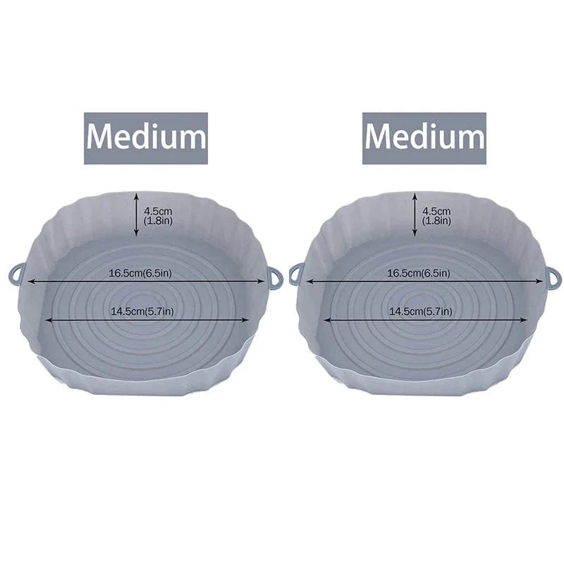 Återanvändbar silikonkorg för luftfritös - Set om 3 - Miljövänlig grå - Medium - 2 st