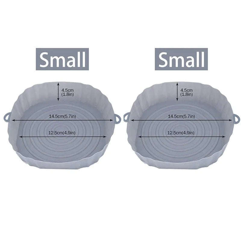 Återanvändbar silikonbehållare för luftfritös - Set om 3 - Miljövänlig Grå-Liten-2PCS