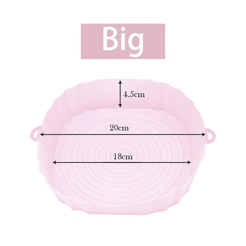 Återanvändbar silikonkorg för luftfritös - Lot om 3 - Miljövänlig Rosa-Storlek-1PCS