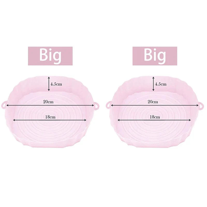 Återanvändbar silikonkorg för luftfritös - Set om 3 - Ekologisk Rosa-Storlek-2PCS