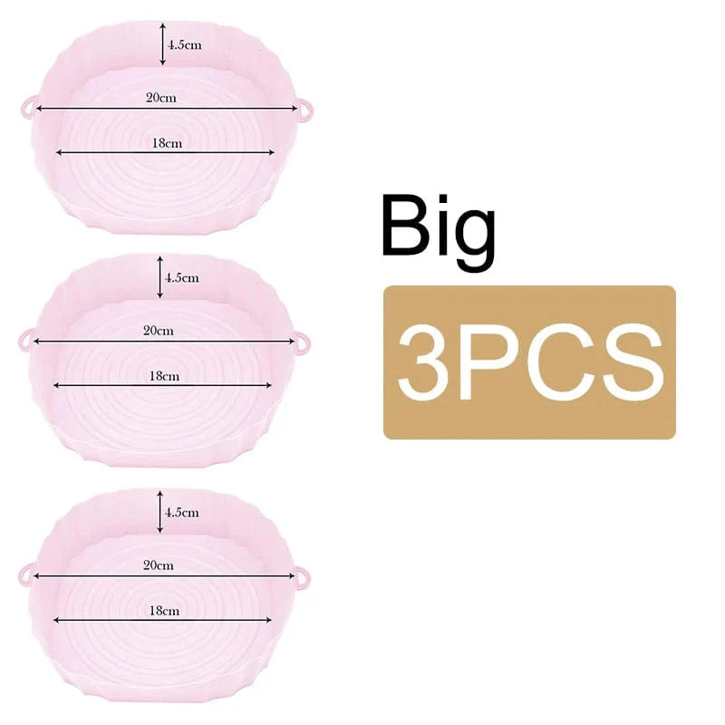 Återanvändbar silikonbehållare för luftfritös - Set om 3 - Miljövänlig Rosa-Storlek-3PCS