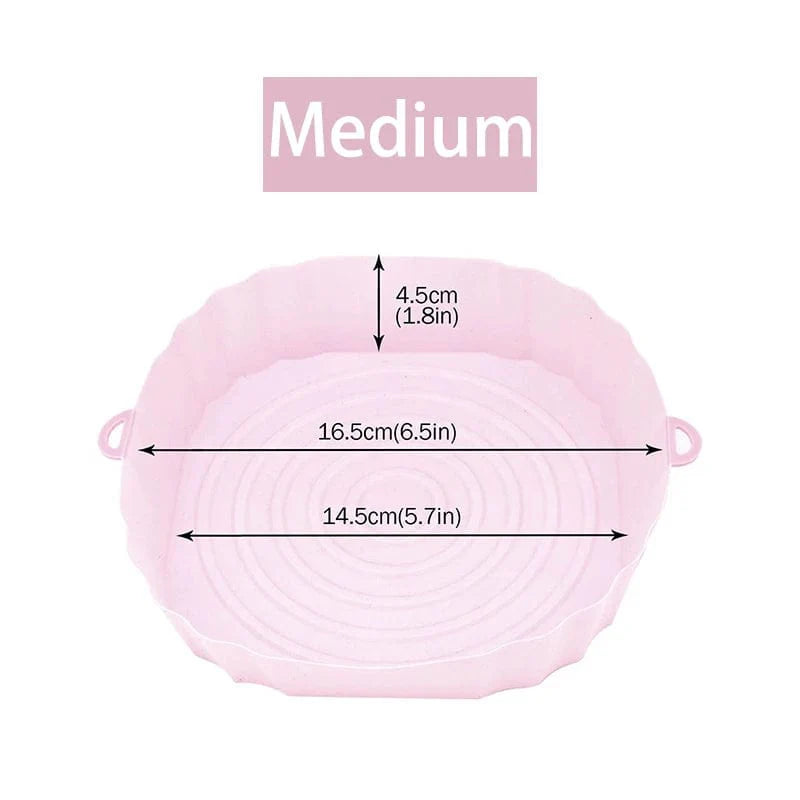 Återanvändbar silikonkorg för luftfritös - Set om 3 - Miljövänlig Rosa-Medium-1PCS