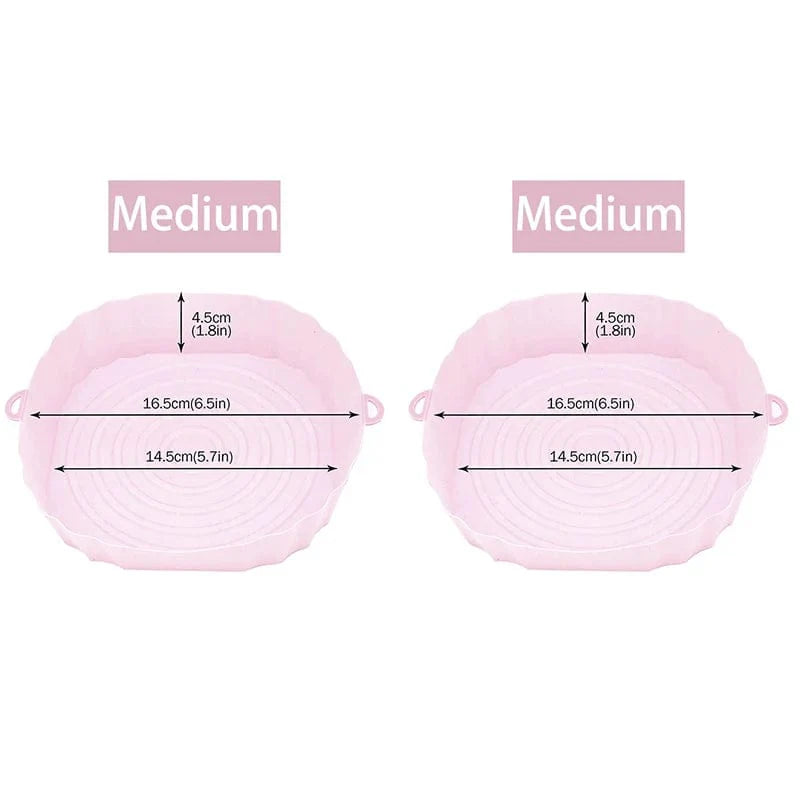 Återanvändbar silikonkorg för luftfritös - Set om 3 - Miljövänlig rosa - Medium - 2 stycken